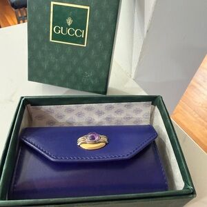 Gucci Purple Leather Small Wallet with Gold-Tone Accent